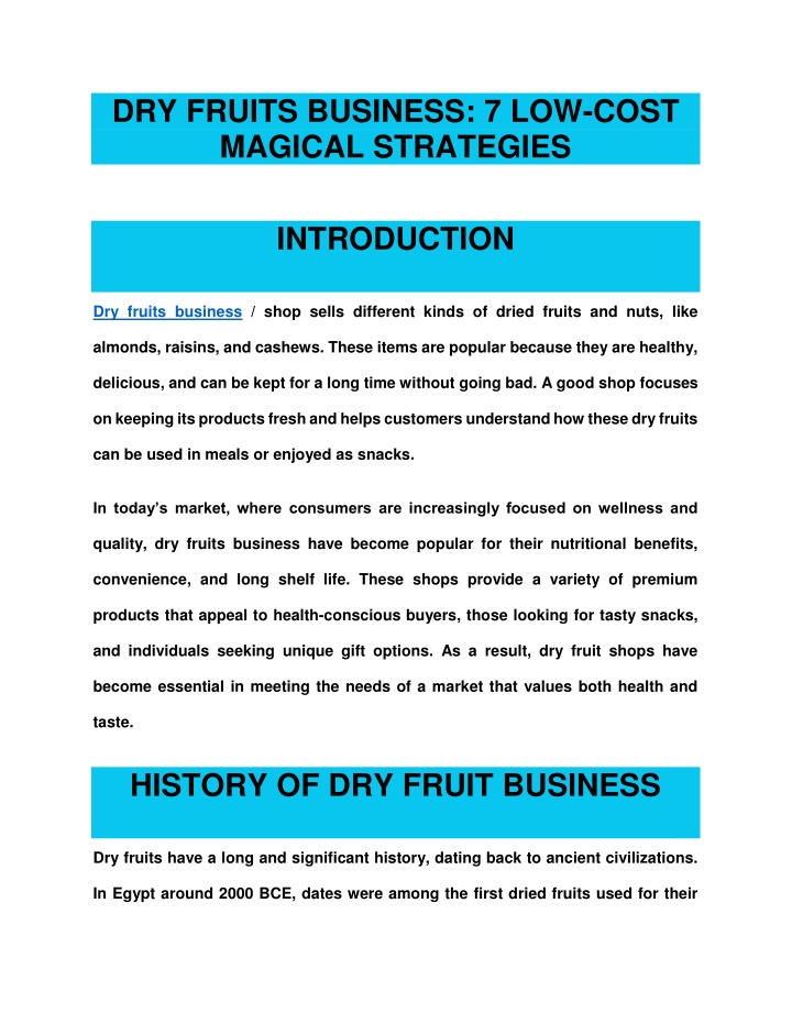 dry fruits business 7 low cost magical strategies