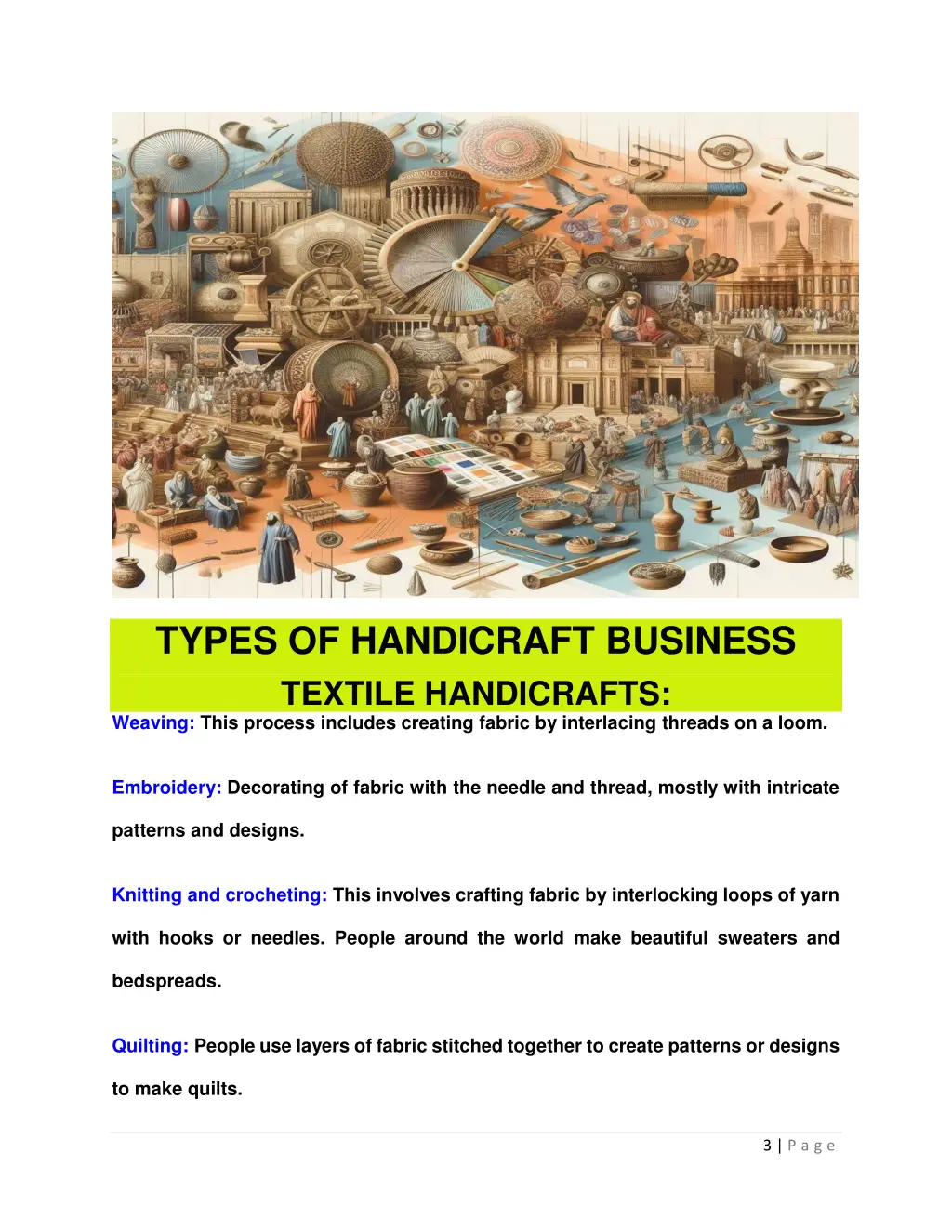 types of handicraft business textile handicrafts