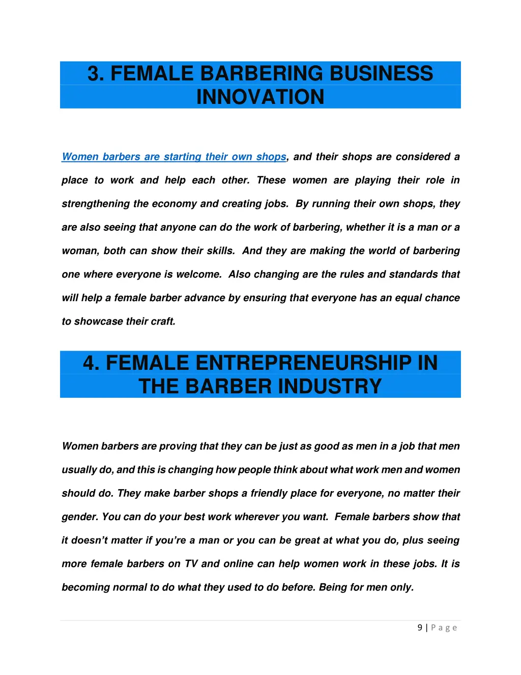 3 female barbering business innovation