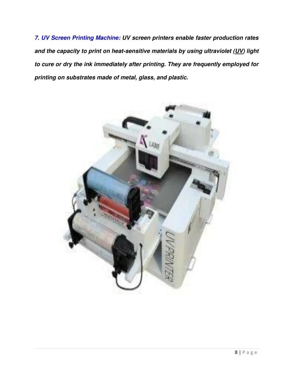 7 uv screen printing machine uv screen printers