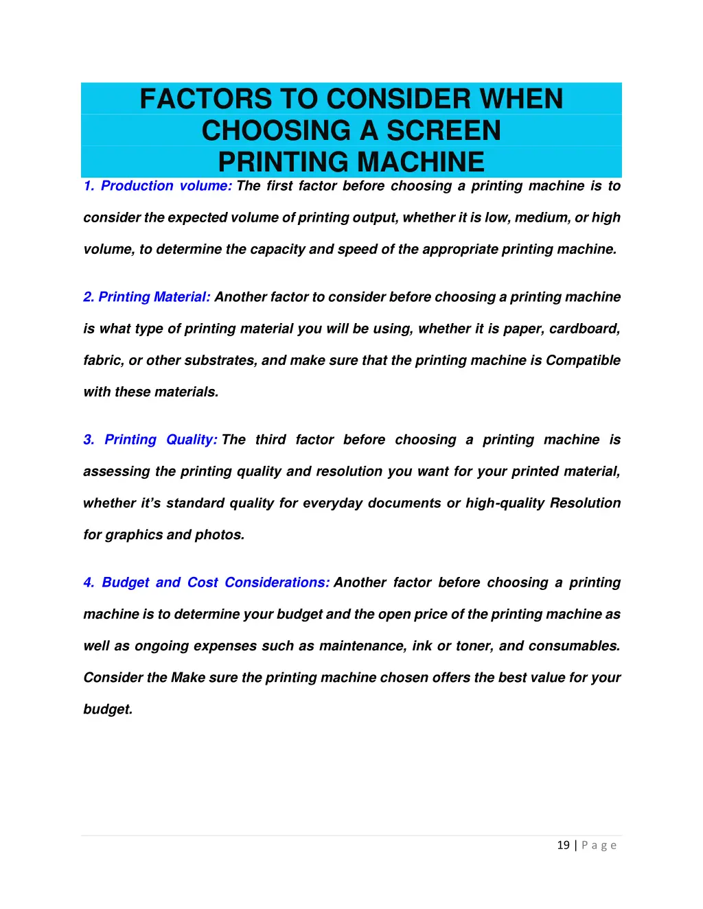 factors to consider when choosing a screen