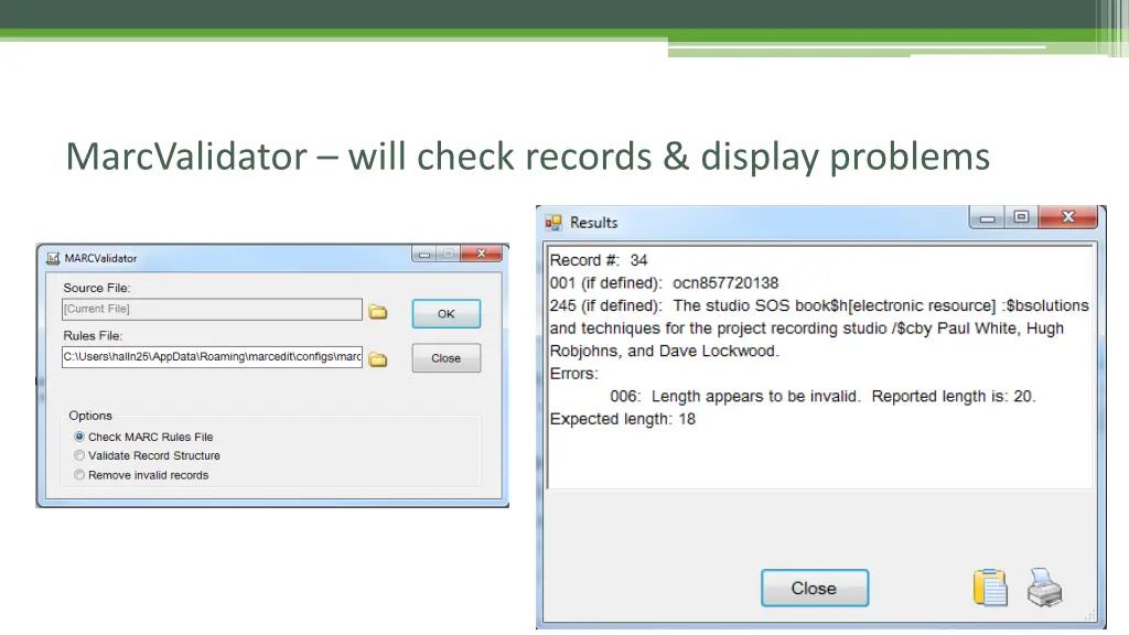 marcvalidator will check records display problems