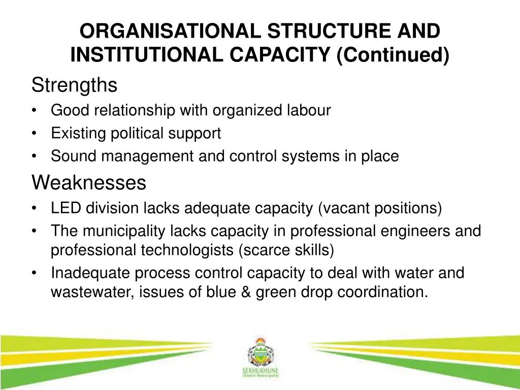 organisational structure and institutional