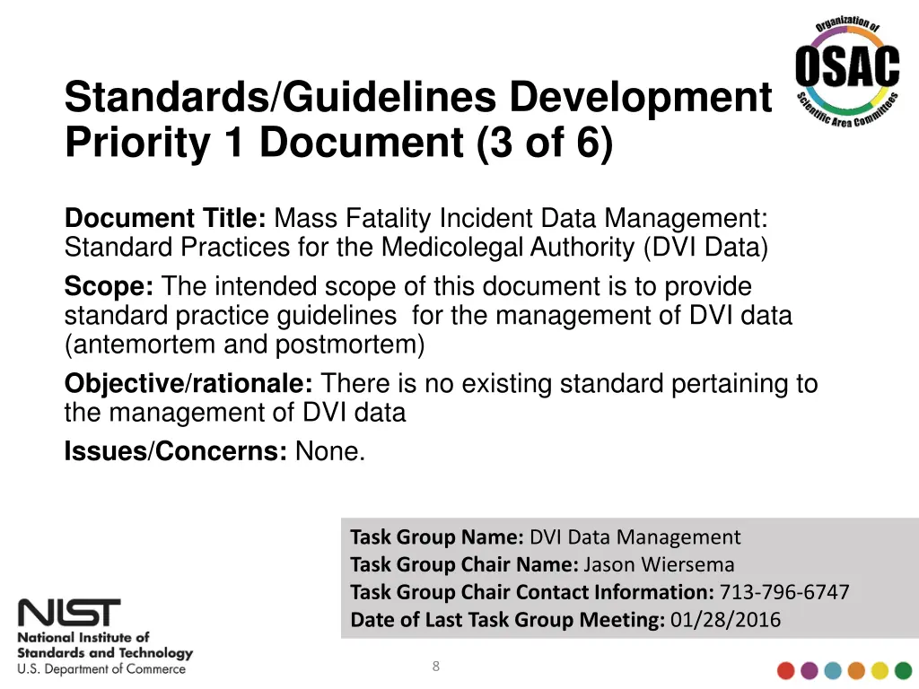 standards guidelines development priority 2