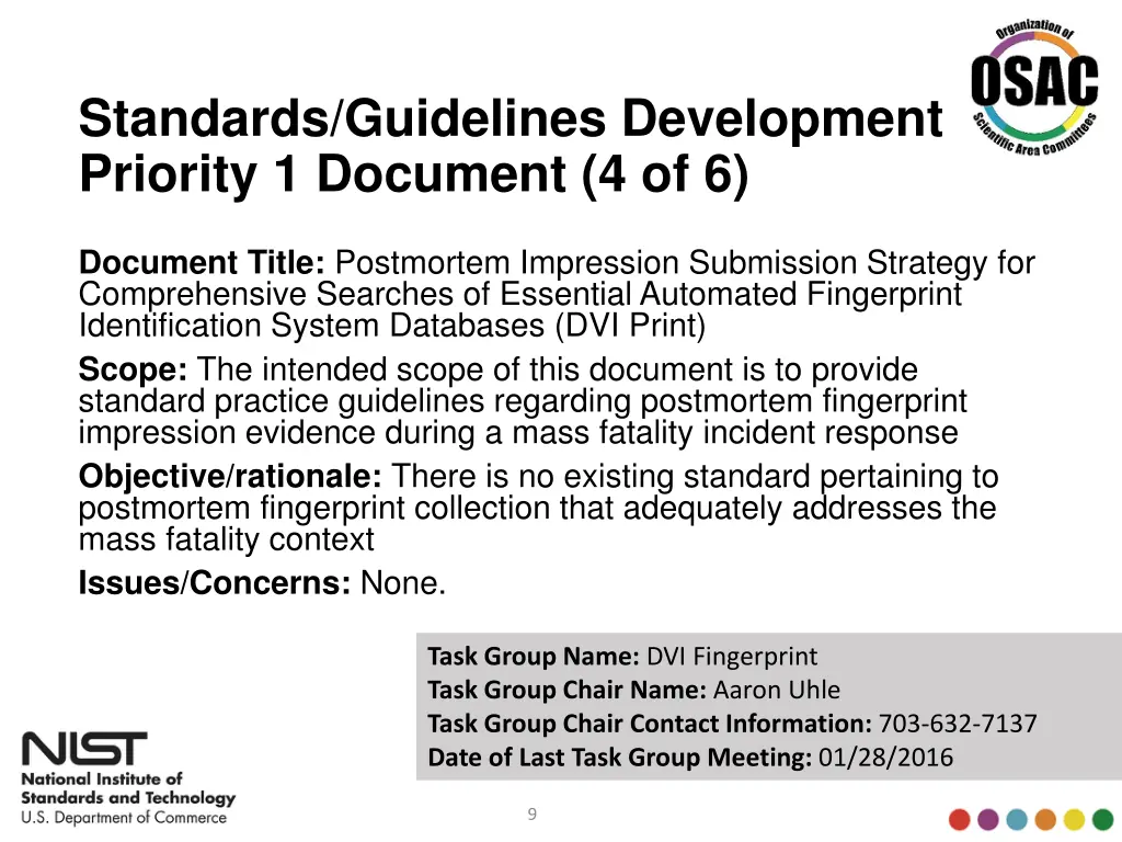 standards guidelines development priority 3