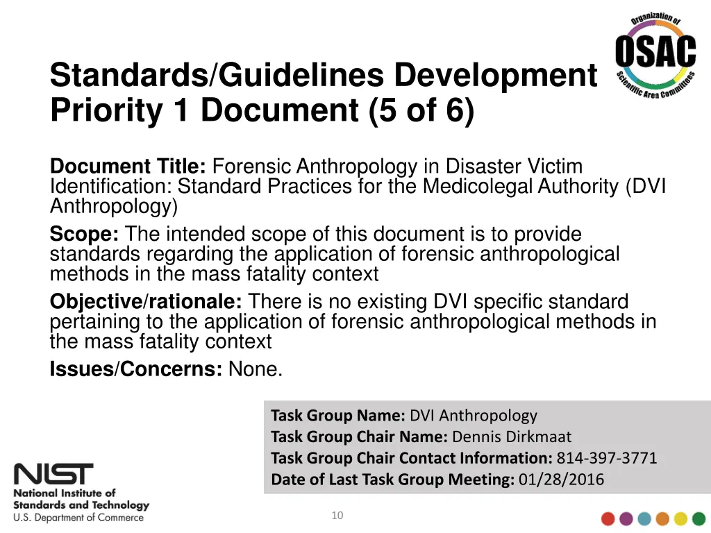 standards guidelines development priority 4