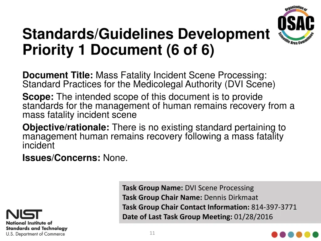 standards guidelines development priority 5