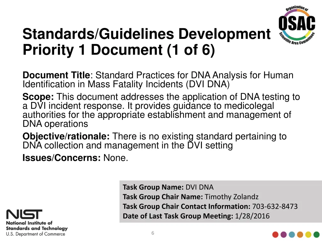 standards guidelines development priority