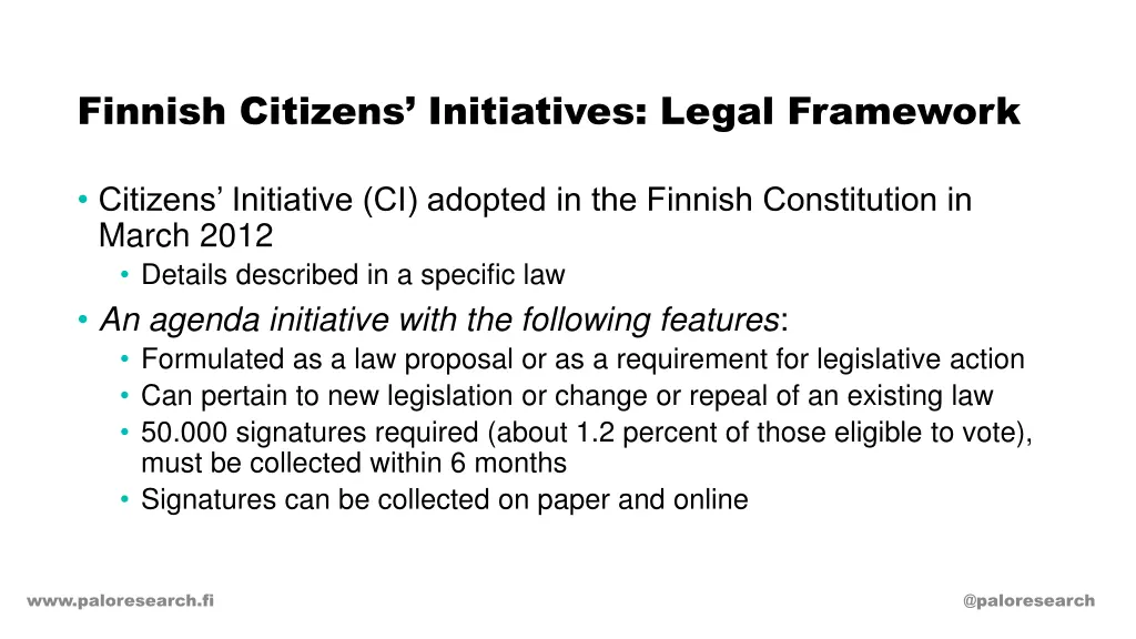 finnish citizens initiatives legal framework