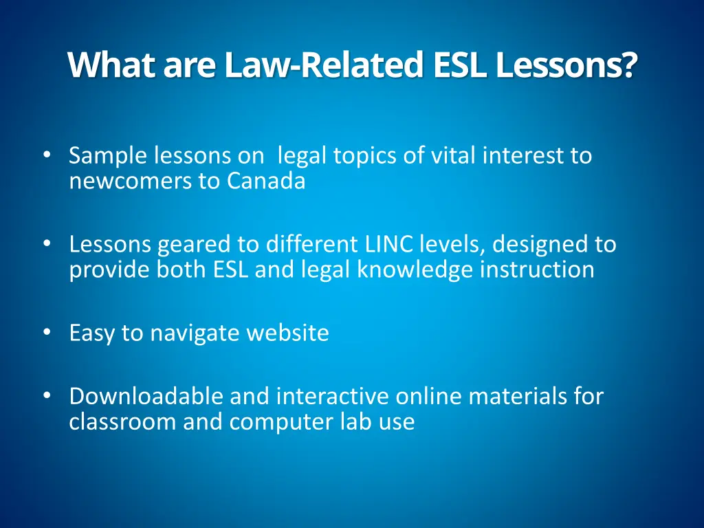 what are law related esl lessons