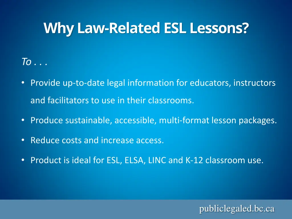 why law related esl lessons