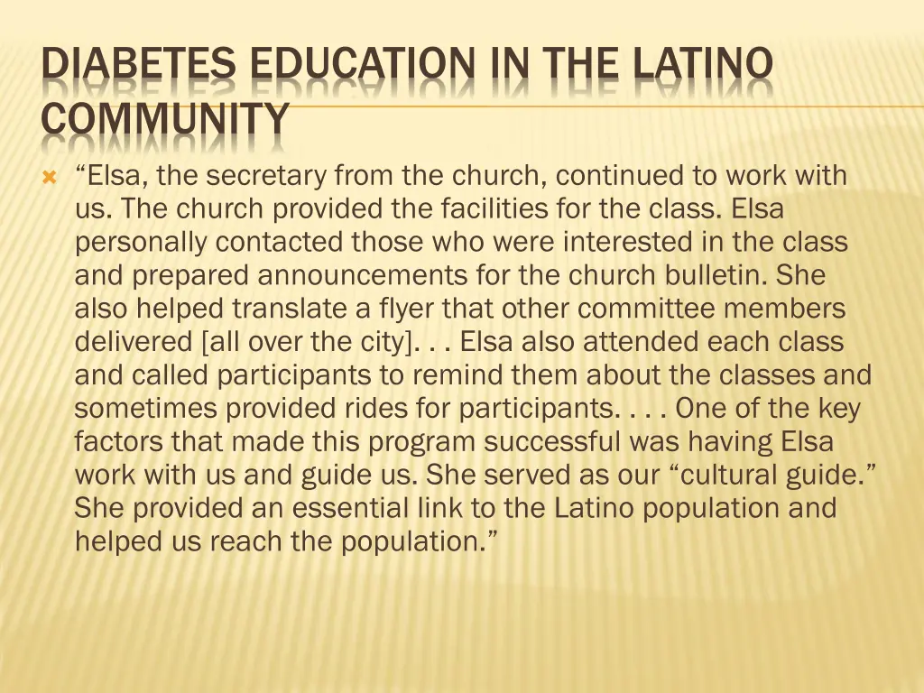 diabetes education in the latino community 1