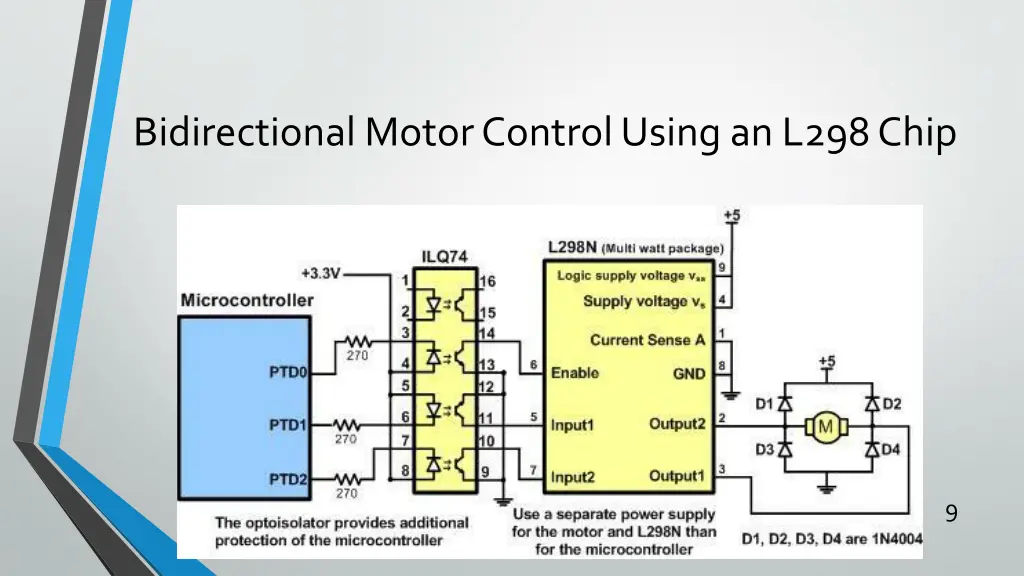 bidirectional motor control using an l298 chip