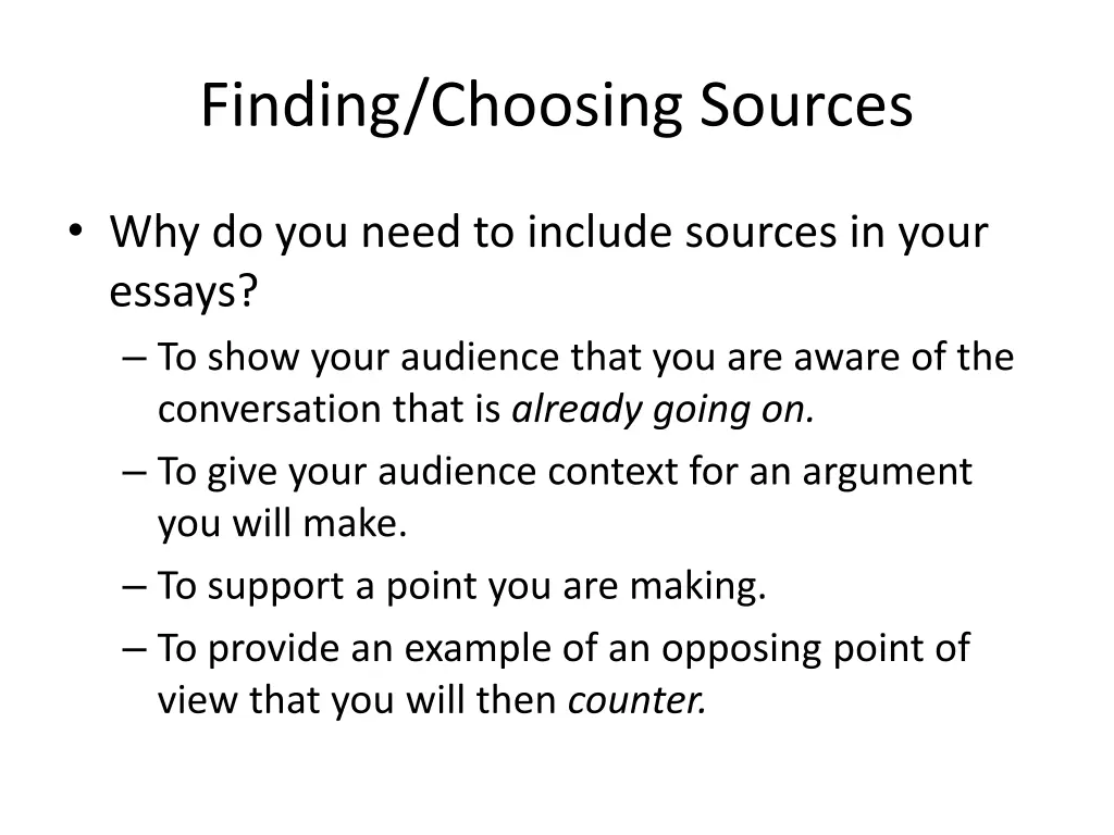 finding choosing sources