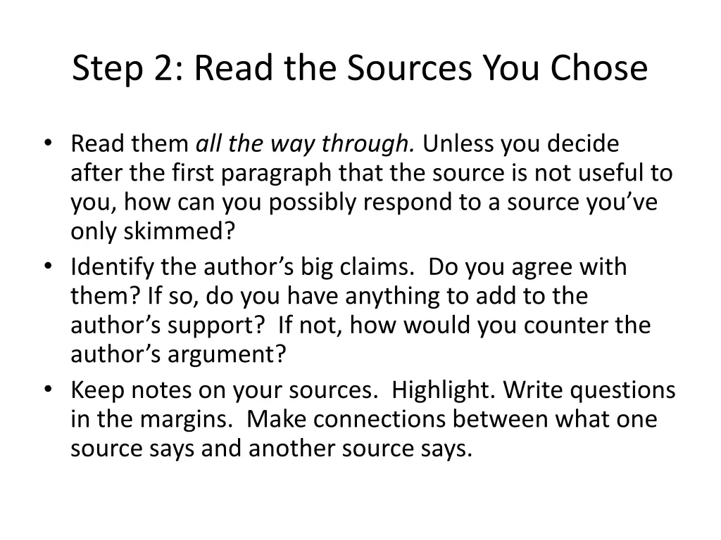 step 2 read the sources you chose