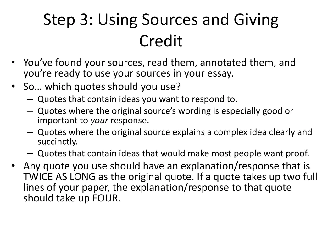 step 3 using sources and giving credit