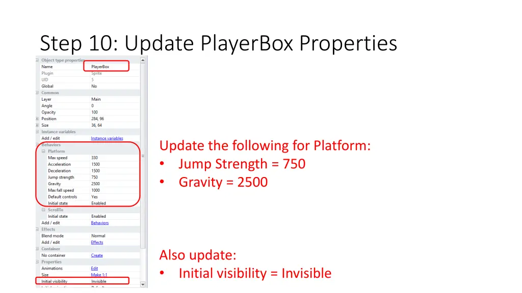 step 10 update playerbox properties