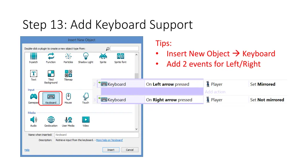 step 13 add keyboard support