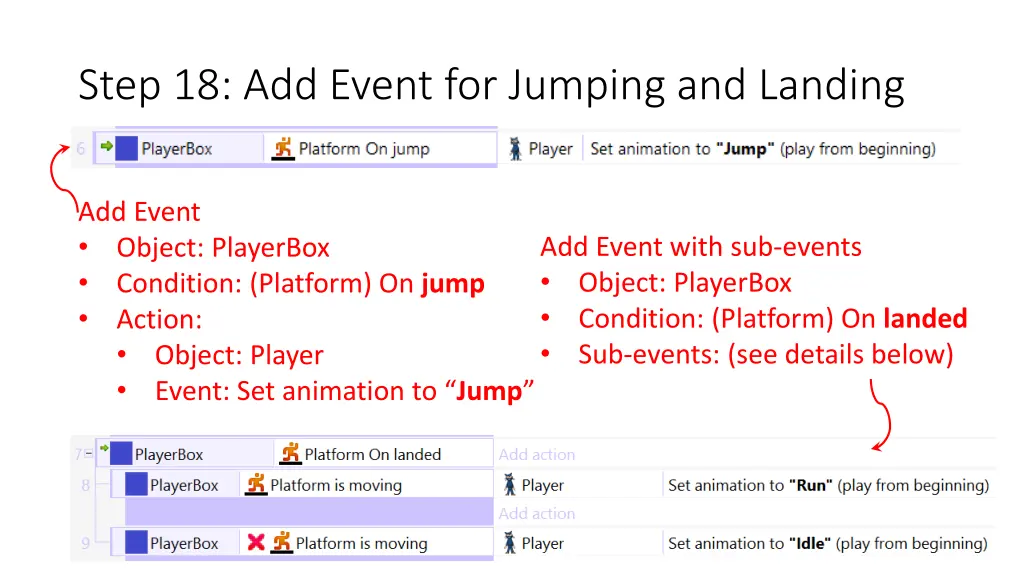 step 18 add event for jumping and landing