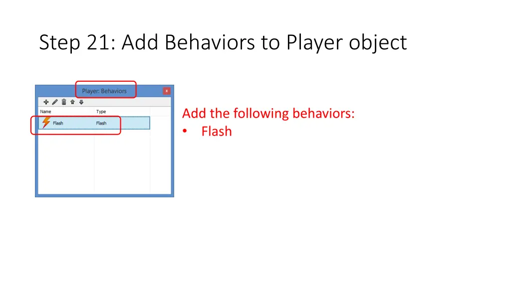 step 21 add behaviors to player object