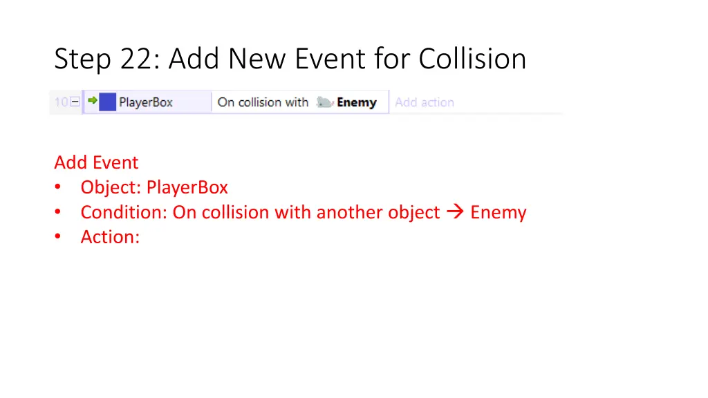 step 22 add new event for collision