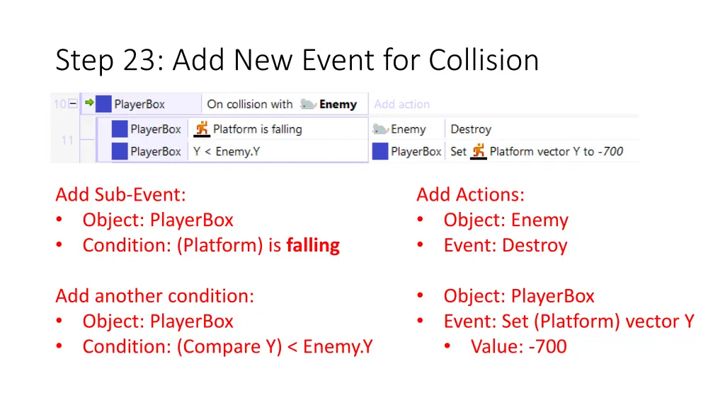 step 23 add new event for collision