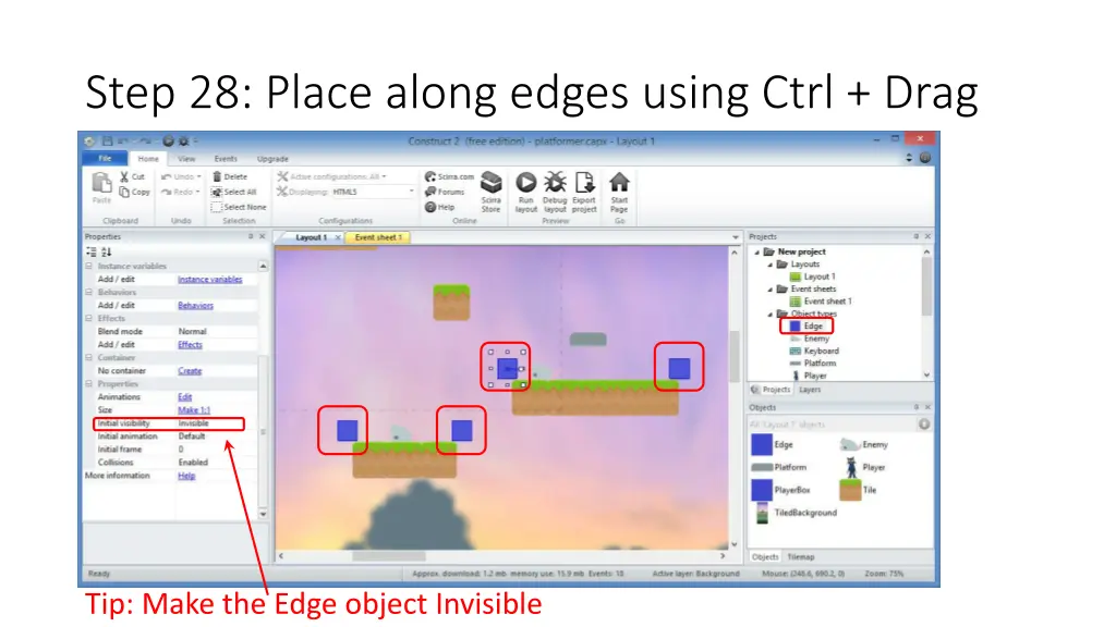 step 28 place along edges using ctrl drag