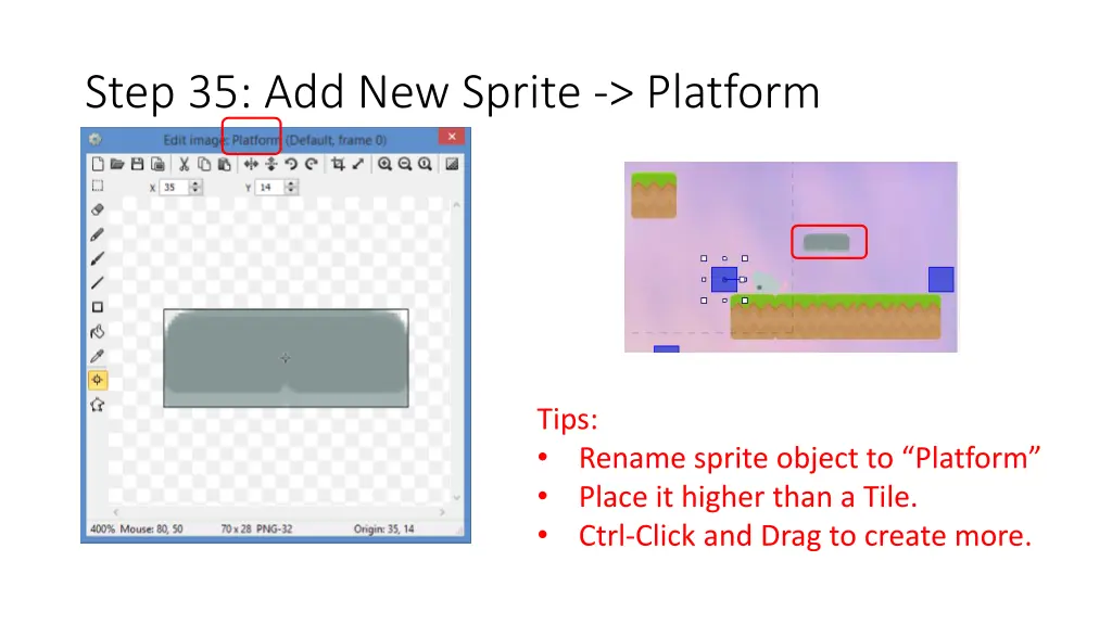 step 35 add new sprite platform