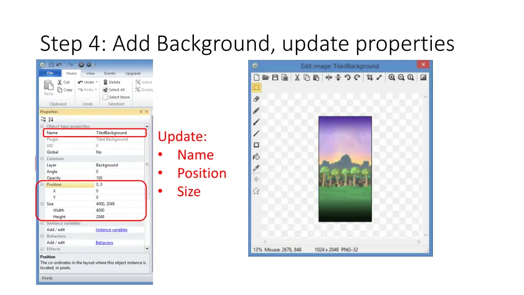 step 4 add background update properties