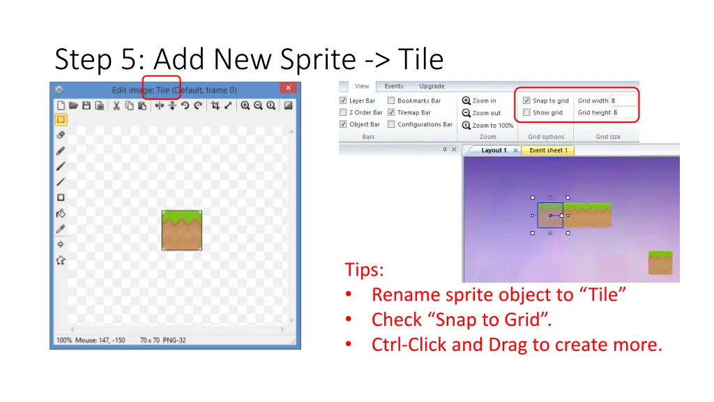 step 5 add new sprite tile