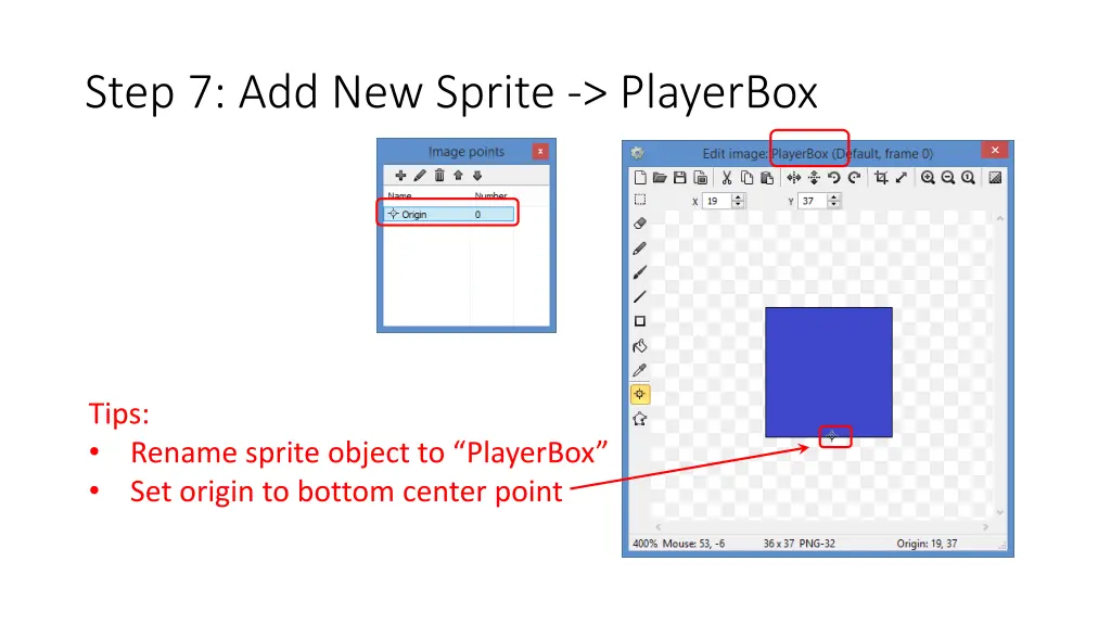 step 7 add new sprite playerbox