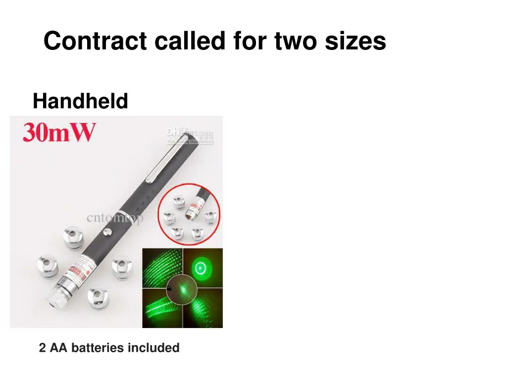 contract called for two sizes