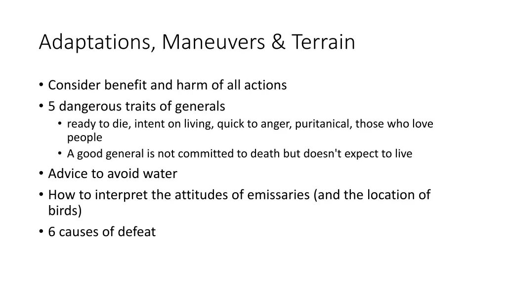 adaptations maneuvers terrain