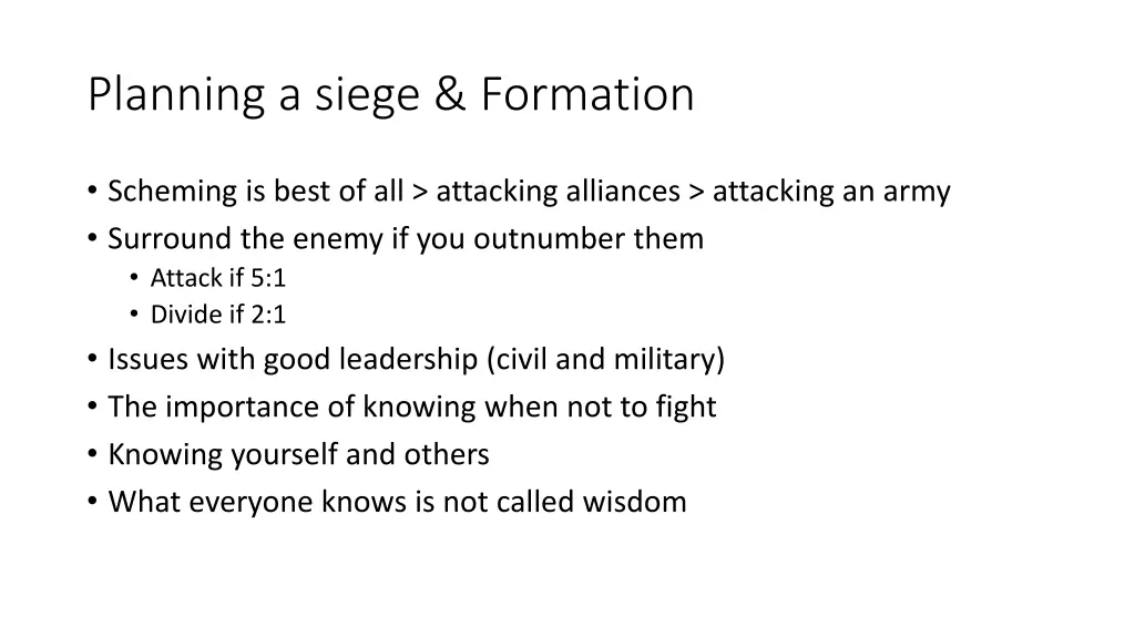 planning a siege formation