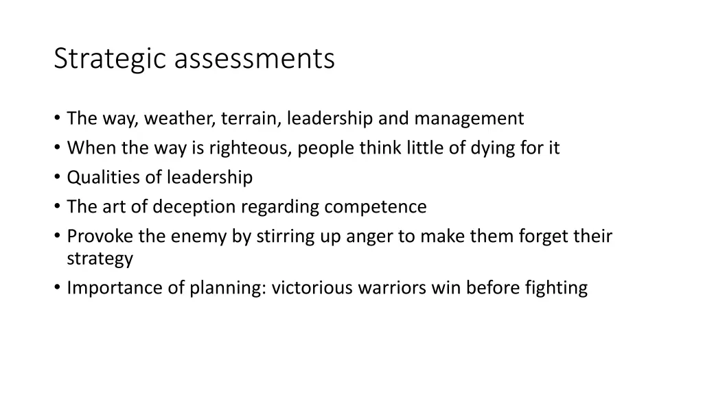 strategic assessments