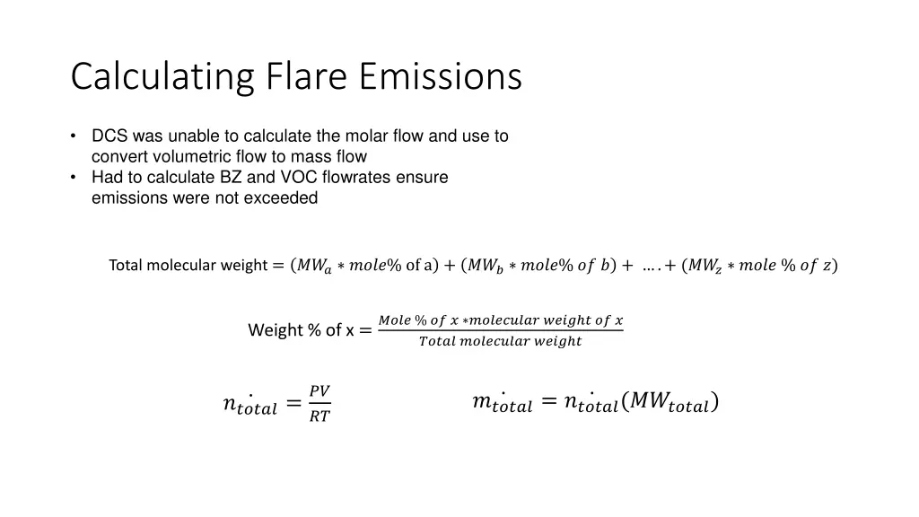 calculating flare emissions