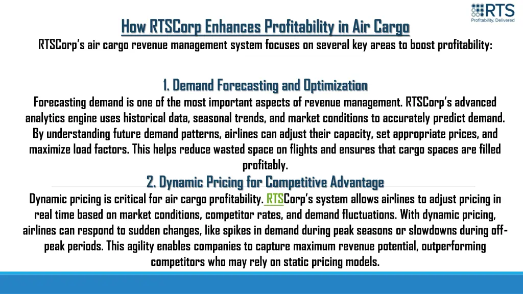 how rtscorp enhances profitability in air cargo