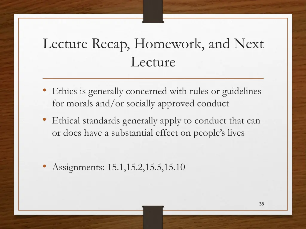 lecture recap homework and next lecture