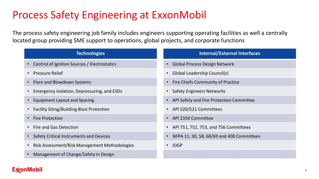 process safety engineering at exxonmobil