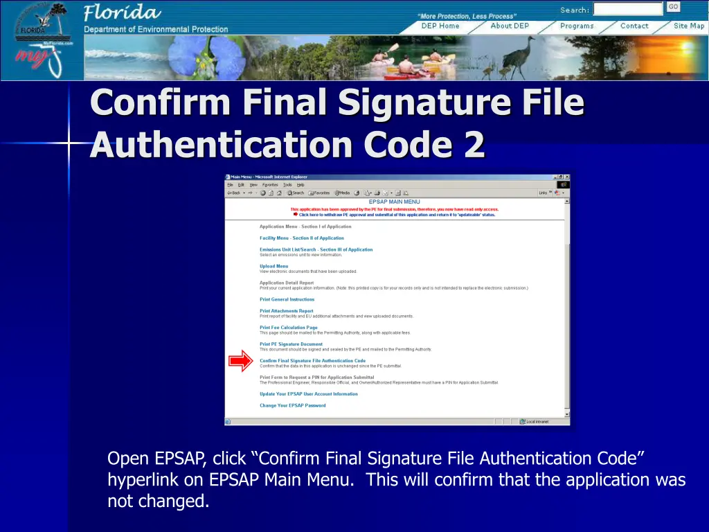 confirm final signature file authentication code 2