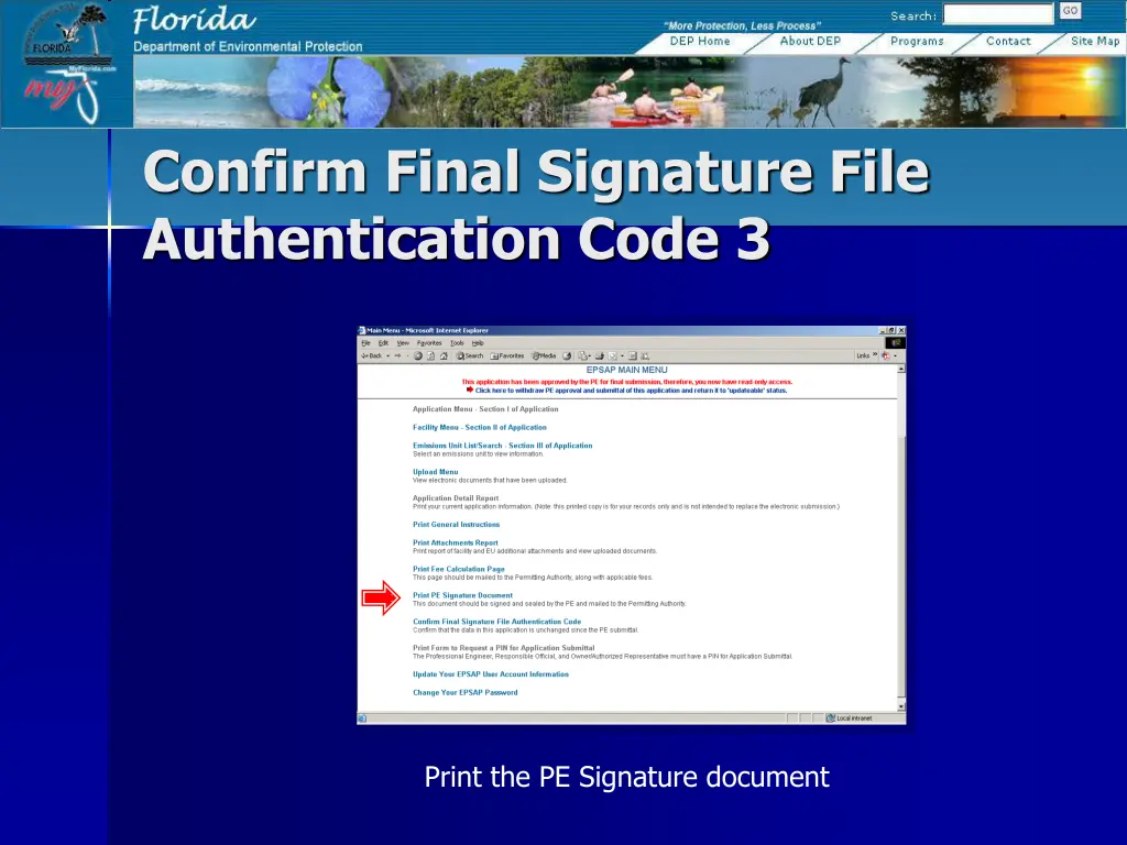 confirm final signature file authentication code 3