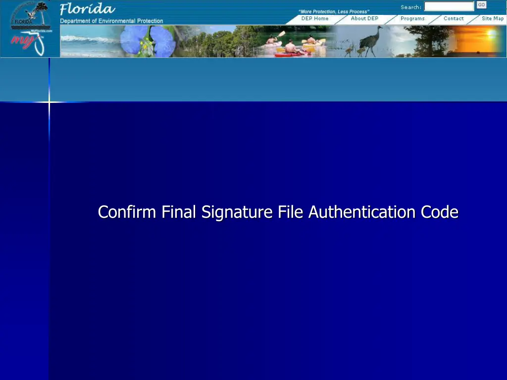 confirm final signature file authentication code