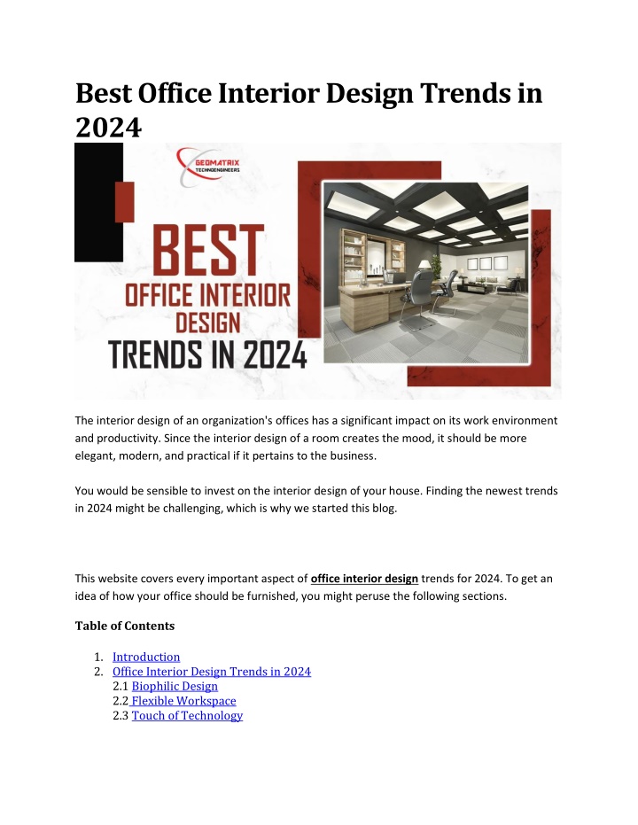 best office interior design trends in 2024