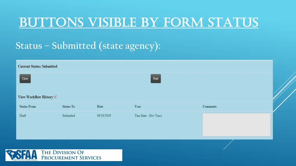 buttons visible by form status buttons visible 1