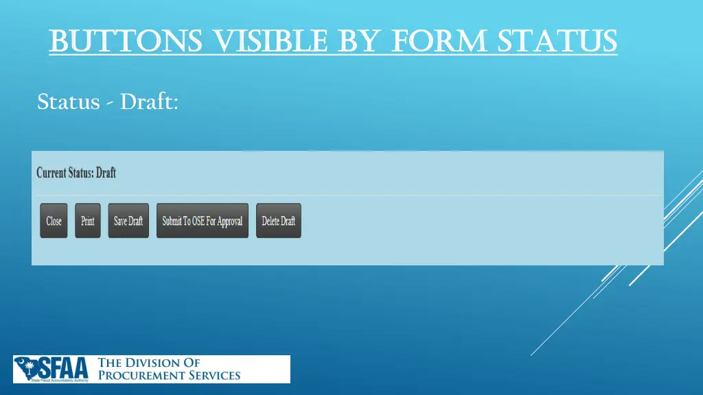 buttons visible by form status buttons visible