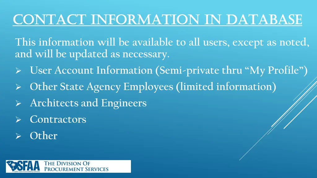 contact information in database contact