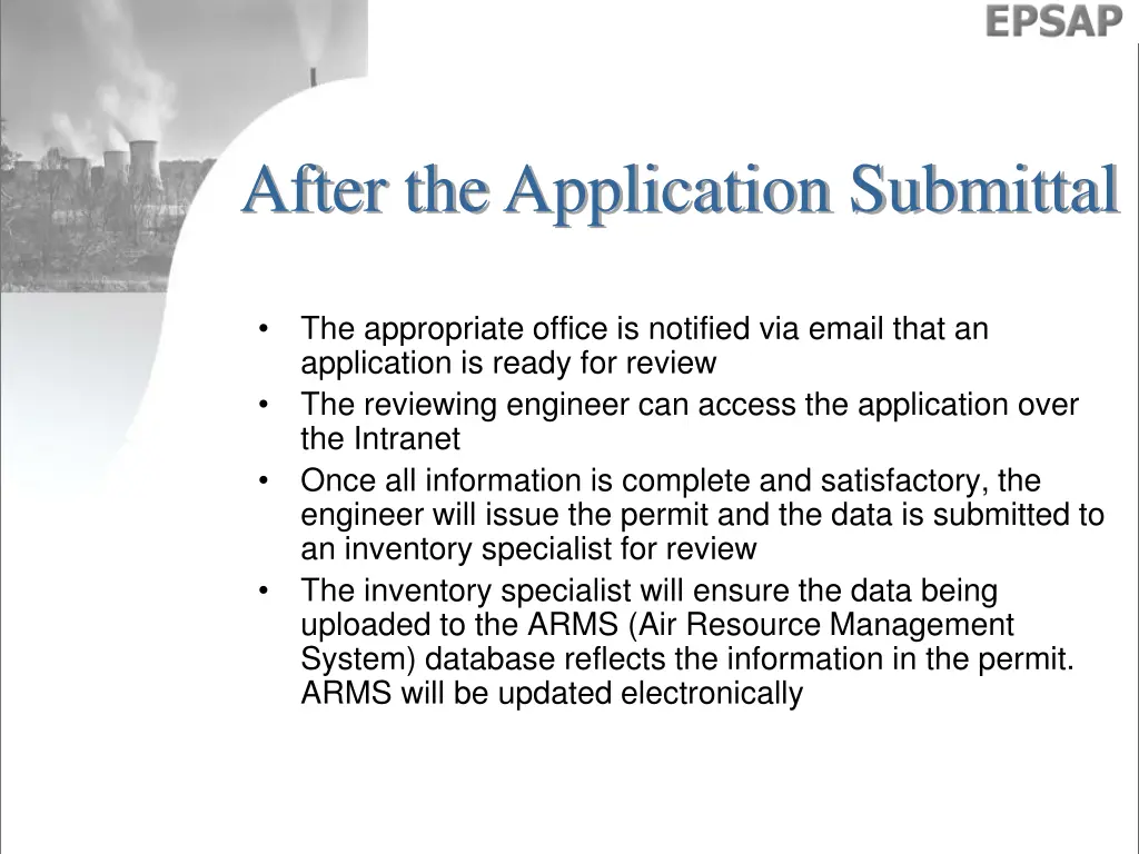 after the application submittal