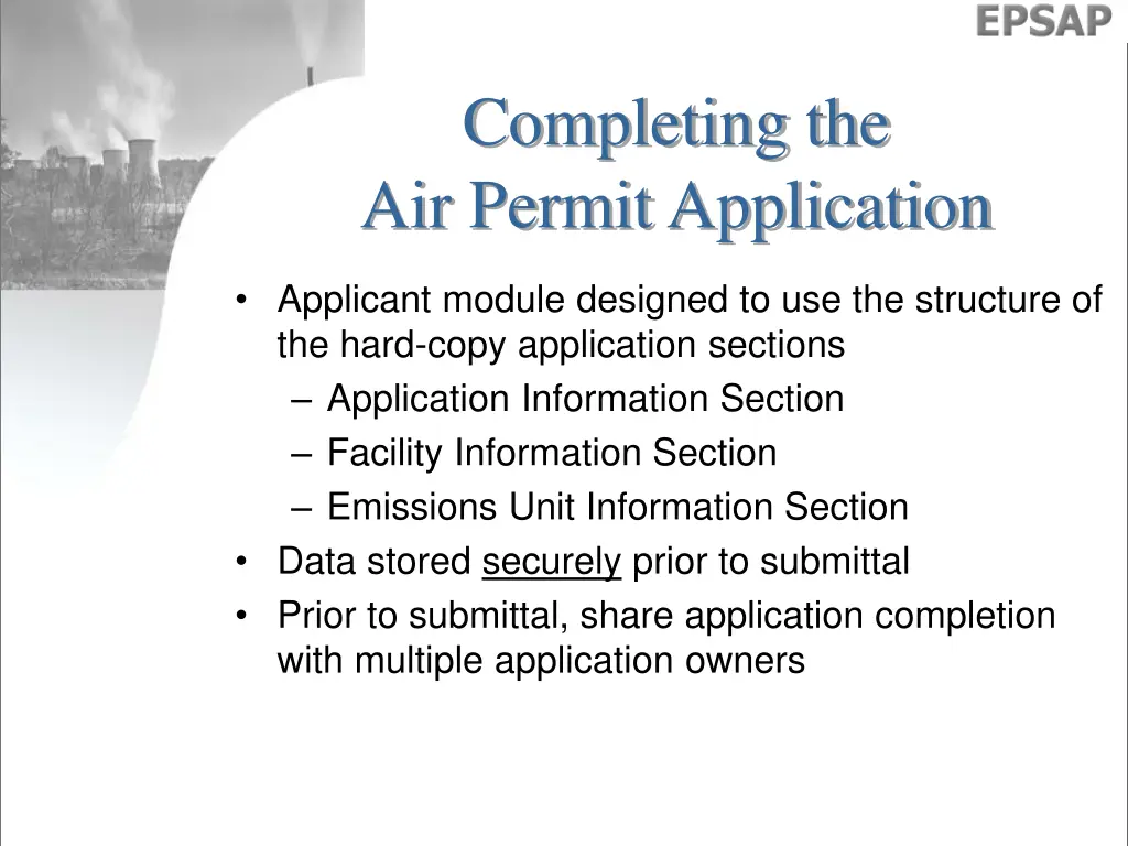 completing the air permit application