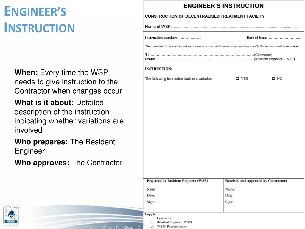 e ngineer s i nstruction