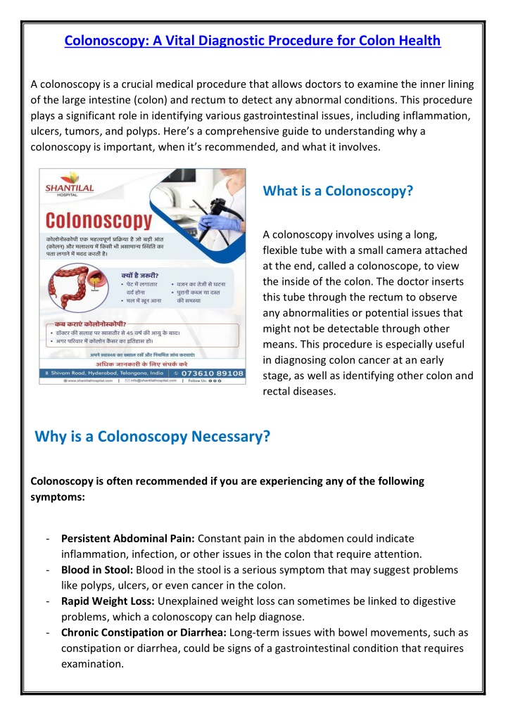 colonoscopy a vital diagnostic procedure